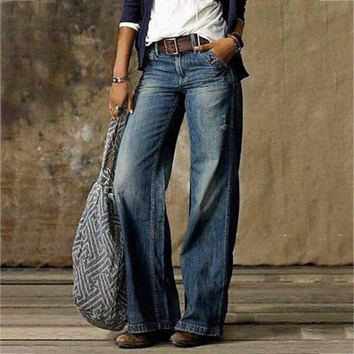 Women's Vintage Wide-Leg Jeans in blue, Timeless Comfort