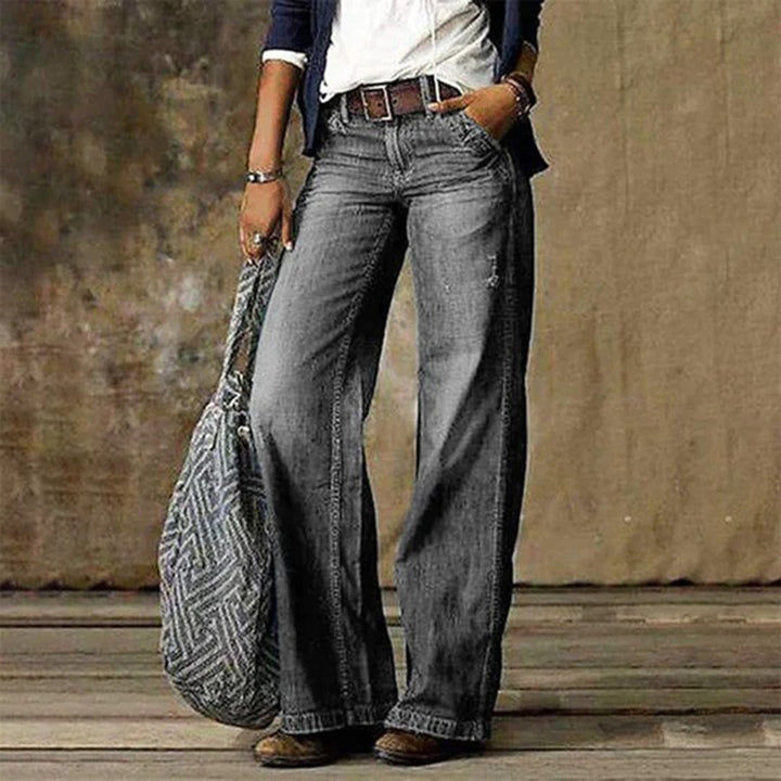 Women's Vintage Wide-Leg Jeans in light gray, Timeless Comfort