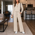 Women's Wide-Leg Lounge Set - Coordinated Top and Pants
